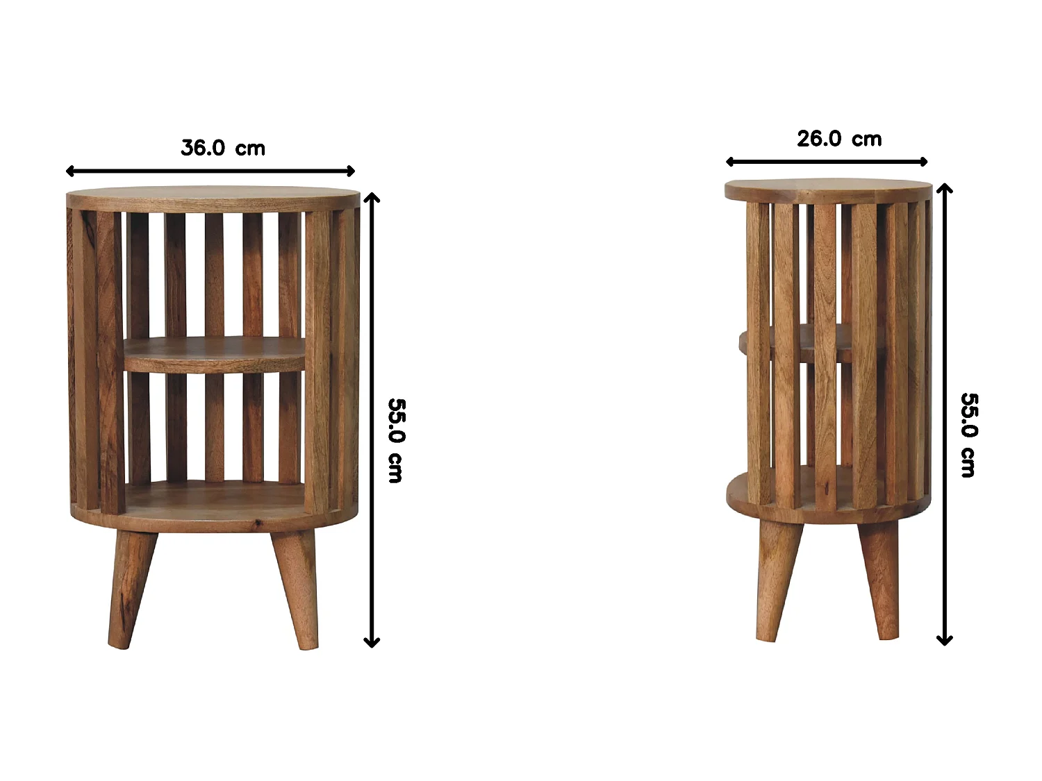 Ariella Artisan Furniture nachtkastje met eikenhouten afwerking, 2 planken, lichtbruin