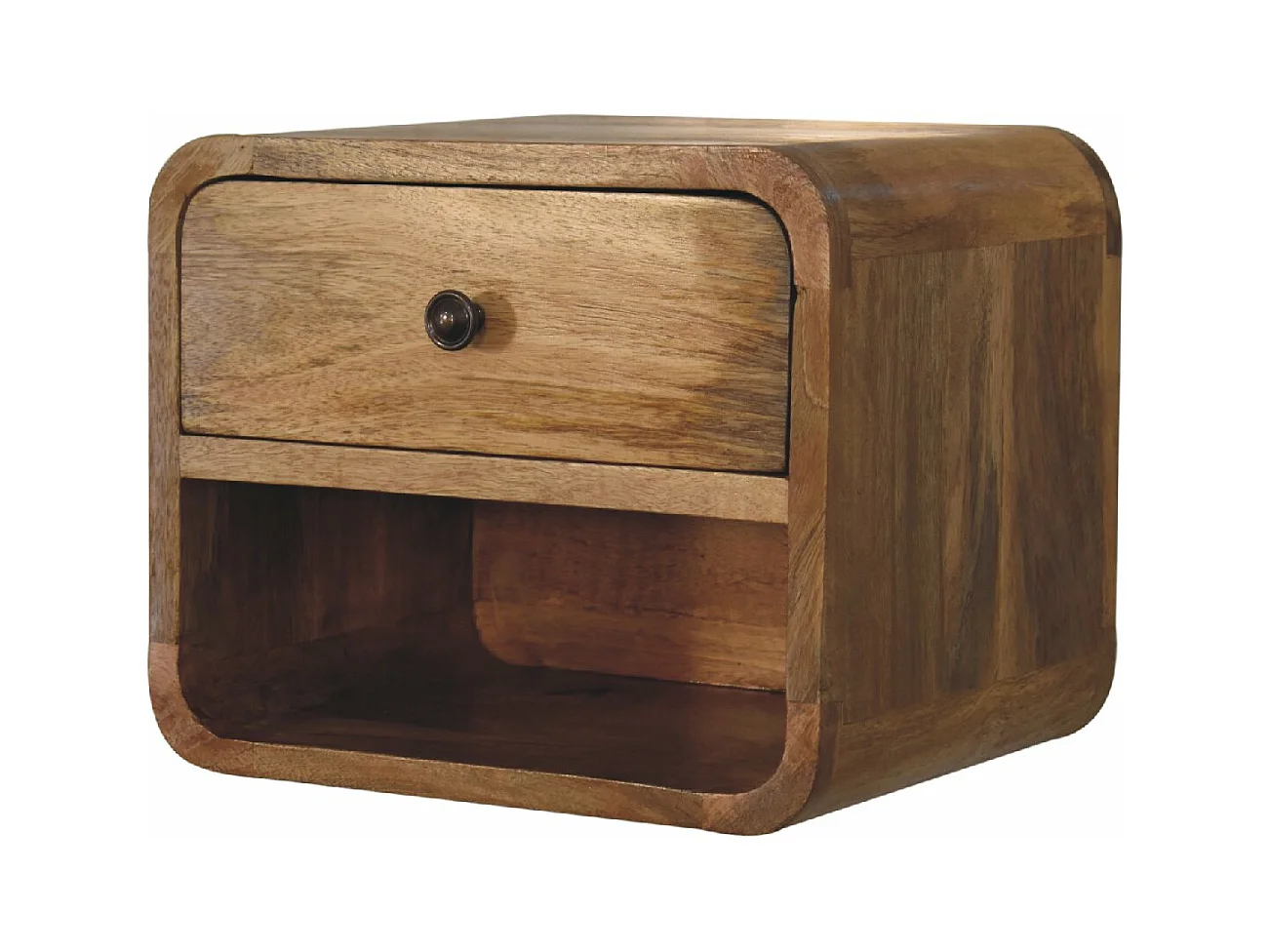 Artisan Furniture Massief Houten Mini Eiken-achtige Zwevende Nachtkast met Open Sleuf, Slaapkamer Nachtkastje