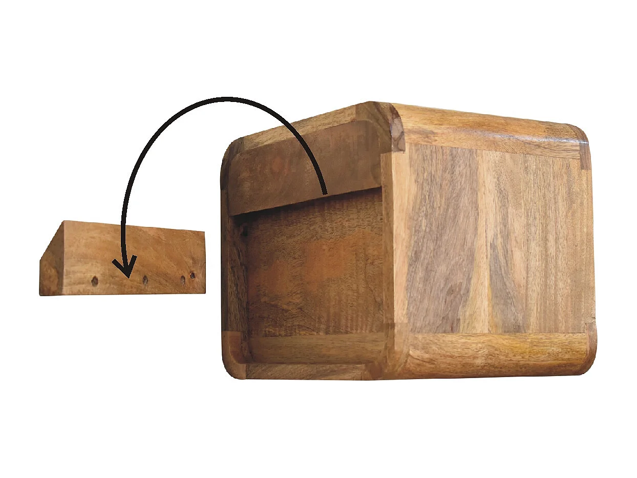 Artisan Furniture Massief Houten Mini Eiken-achtige Zwevende Nachtkast met Open Sleuf, Slaapkamer Nachtkastje