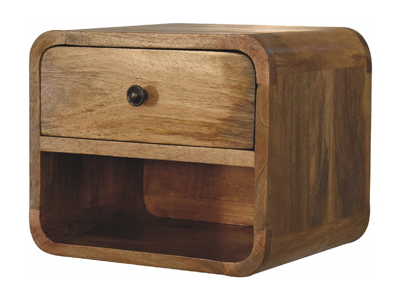 Mini Table de Nuit Flottante Ouverte en Chêne-Style