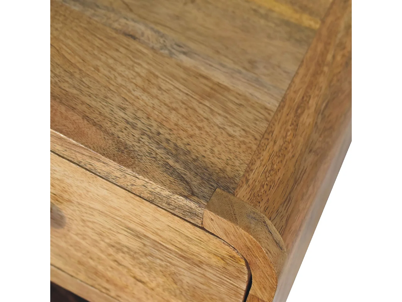 Półka nocna Mini Artisan Furniture wykończona dębem, 1 szuflada, 1 otwarta komora, brązowa