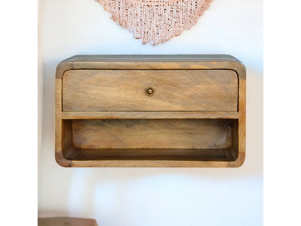 Table de Nuit Flottante avec Fente Ouverte Courbée