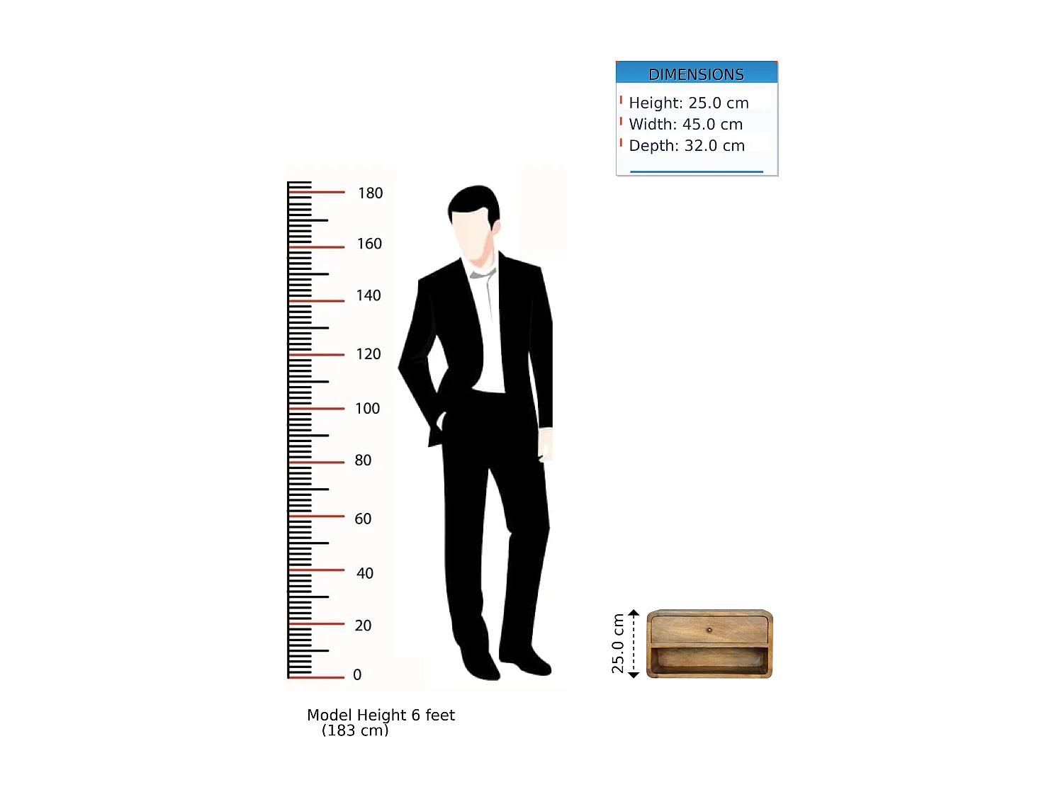 Schwebender Nachttisch Curve von Artisan Furniture, offenes Fach, 1 Schublade, hellbraun