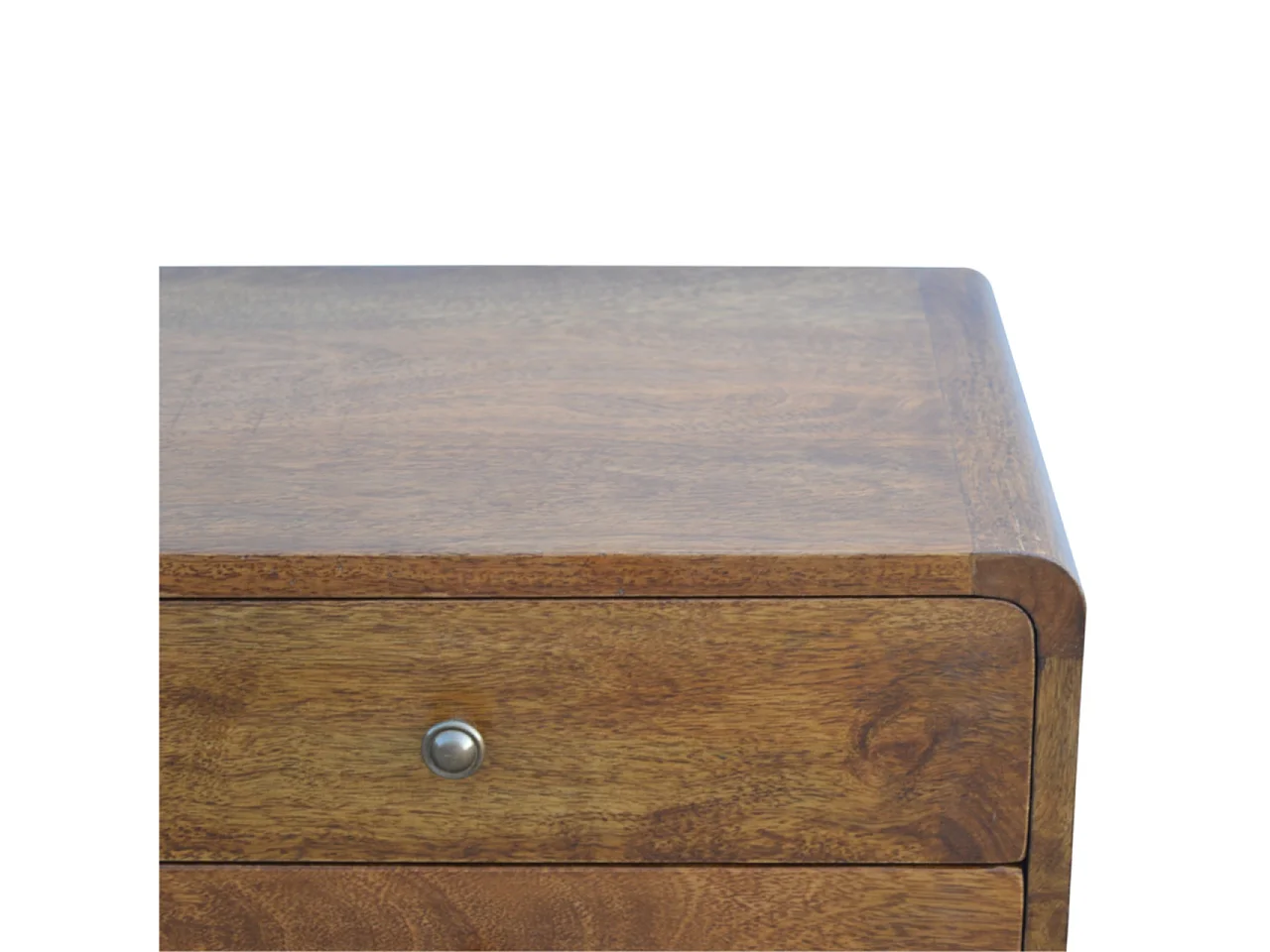 Table de chevet courbée couleur châtaigne Artisan Furniture, 2 tiroirs, marron