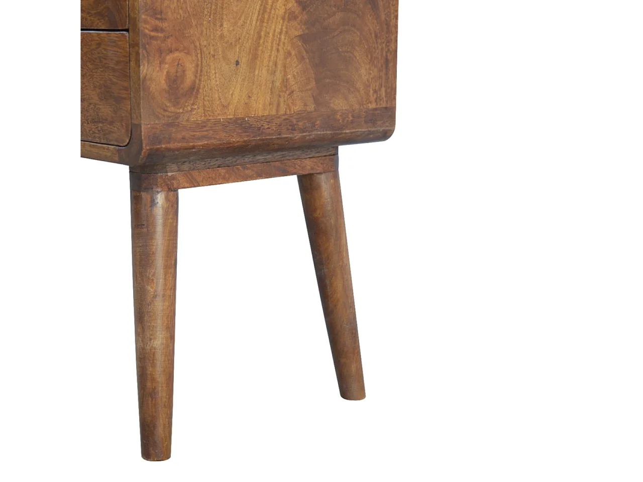 Table de chevet courbée couleur châtaigne Artisan Furniture, 2 tiroirs, marron