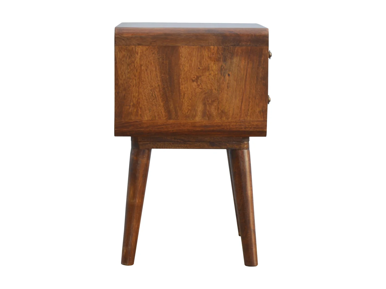 Table de chevet courbée couleur châtaigne Artisan Furniture, 2 tiroirs, marron