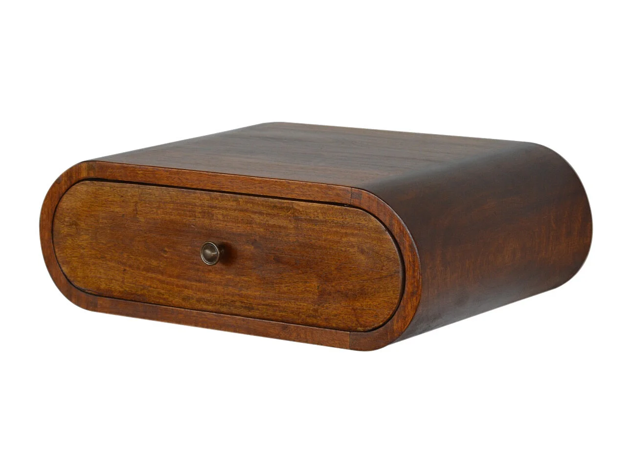 Artisan Furniture Wisząca okrągła orzechowa szafka nocna, sypialnia