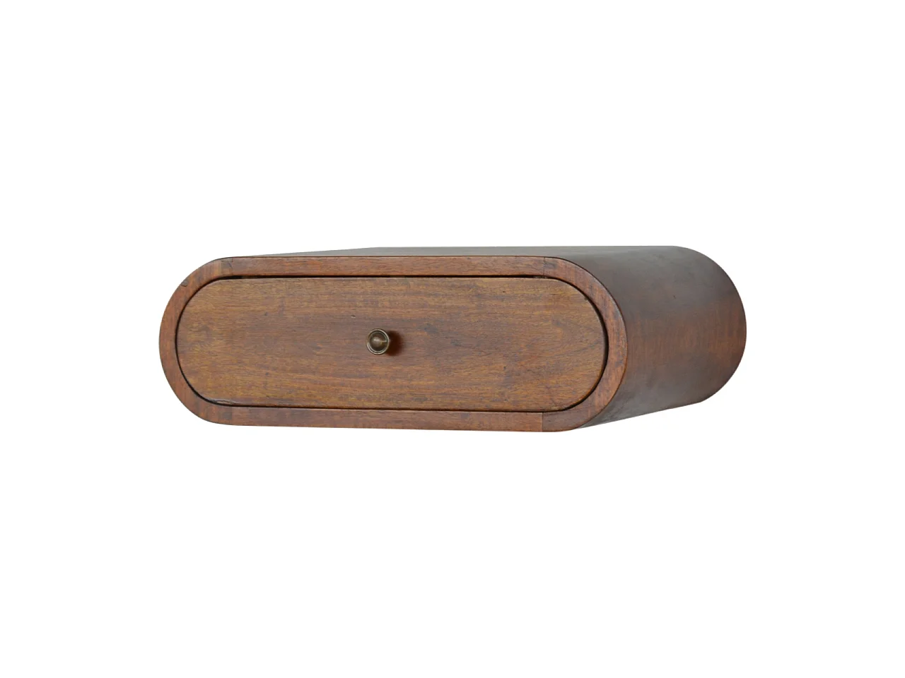 Runder Wandnachttisch von Artisan Furniture aus Massivholz mit Kastanien-Finish, 1 Schublade, braun.