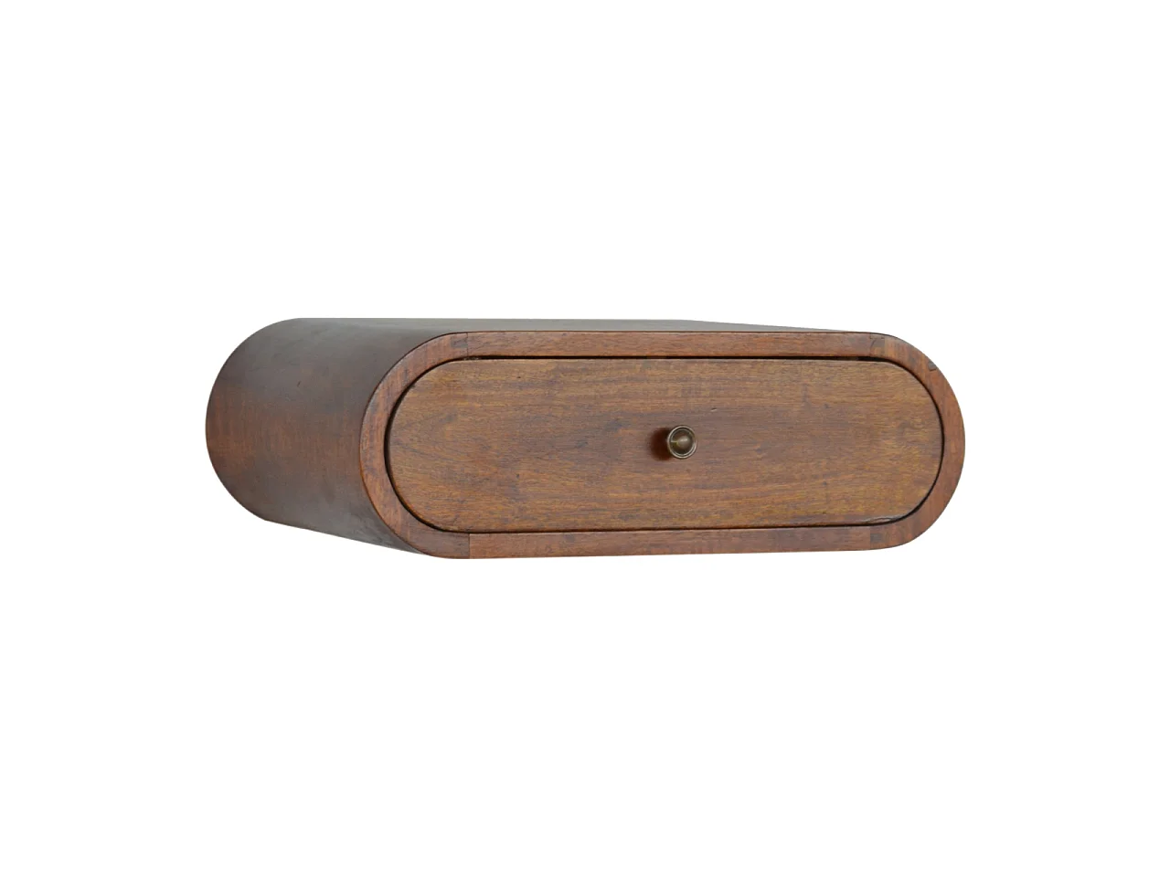 Runder Wandnachttisch von Artisan Furniture aus Massivholz mit Kastanien-Finish, 1 Schublade, braun.