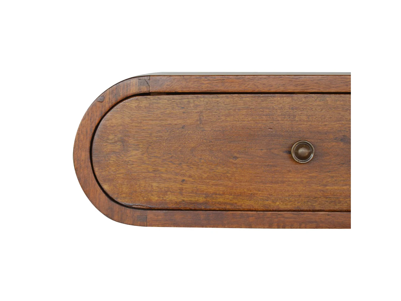 Runder Wandnachttisch von Artisan Furniture aus Massivholz mit Kastanien-Finish, 1 Schublade, braun.