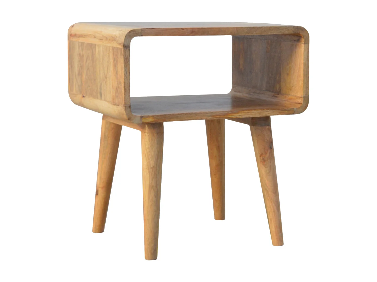 Artisan Furniture Dębowa zakrzywiona otwarta szafka nocna, sypialnia