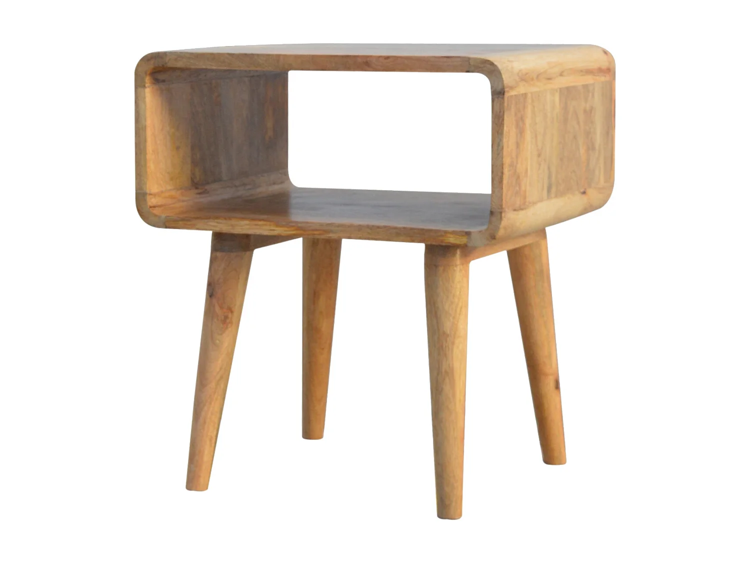 Artisan Furniture Dębowa zakrzywiona otwarta szafka nocna, sypialnia