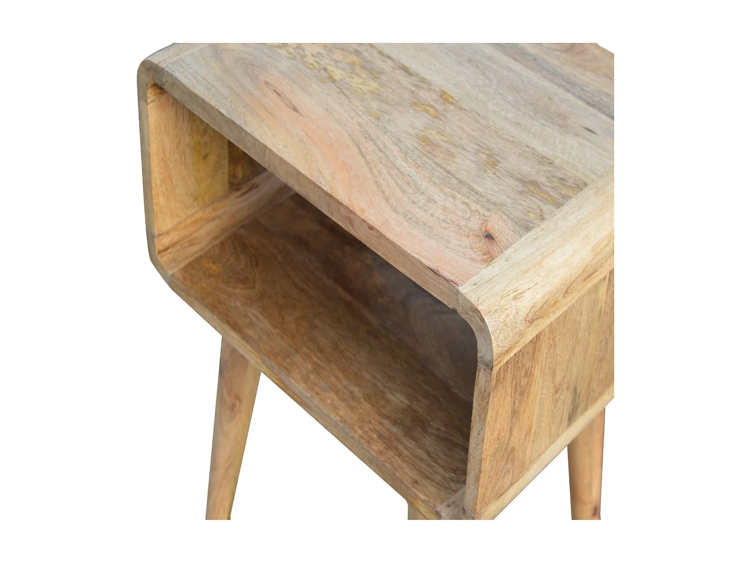 Artisan Furniture Dębowa zakrzywiona otwarta szafka nocna, sypialnia