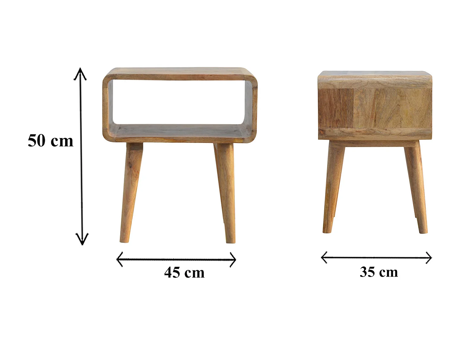 Artisan Furniture Dębowa zakrzywiona otwarta szafka nocna, sypialnia