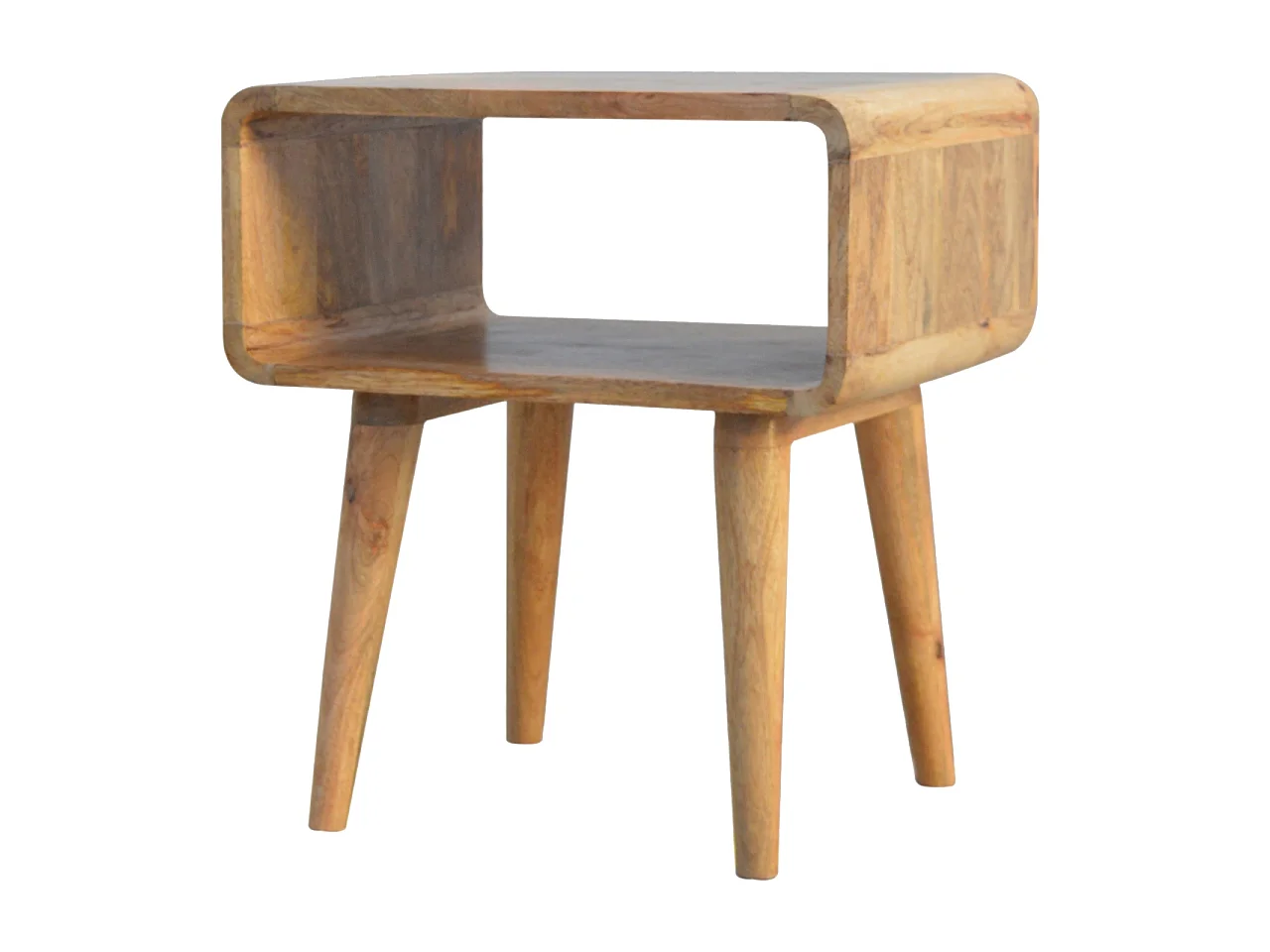 Table de chevet ouverte courbée.