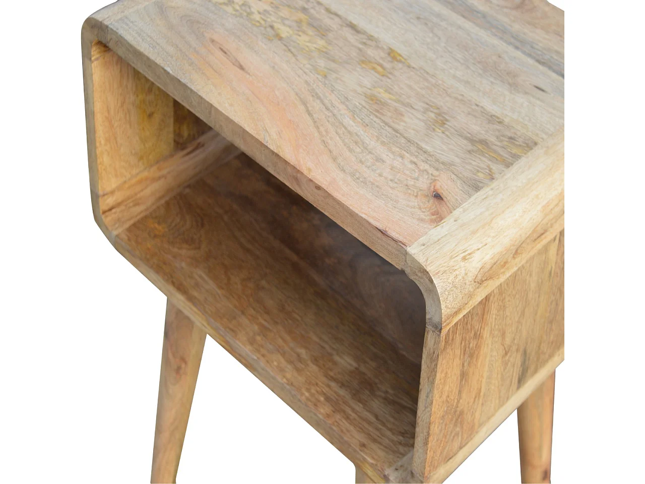 Table de chevet ouverte courbée.