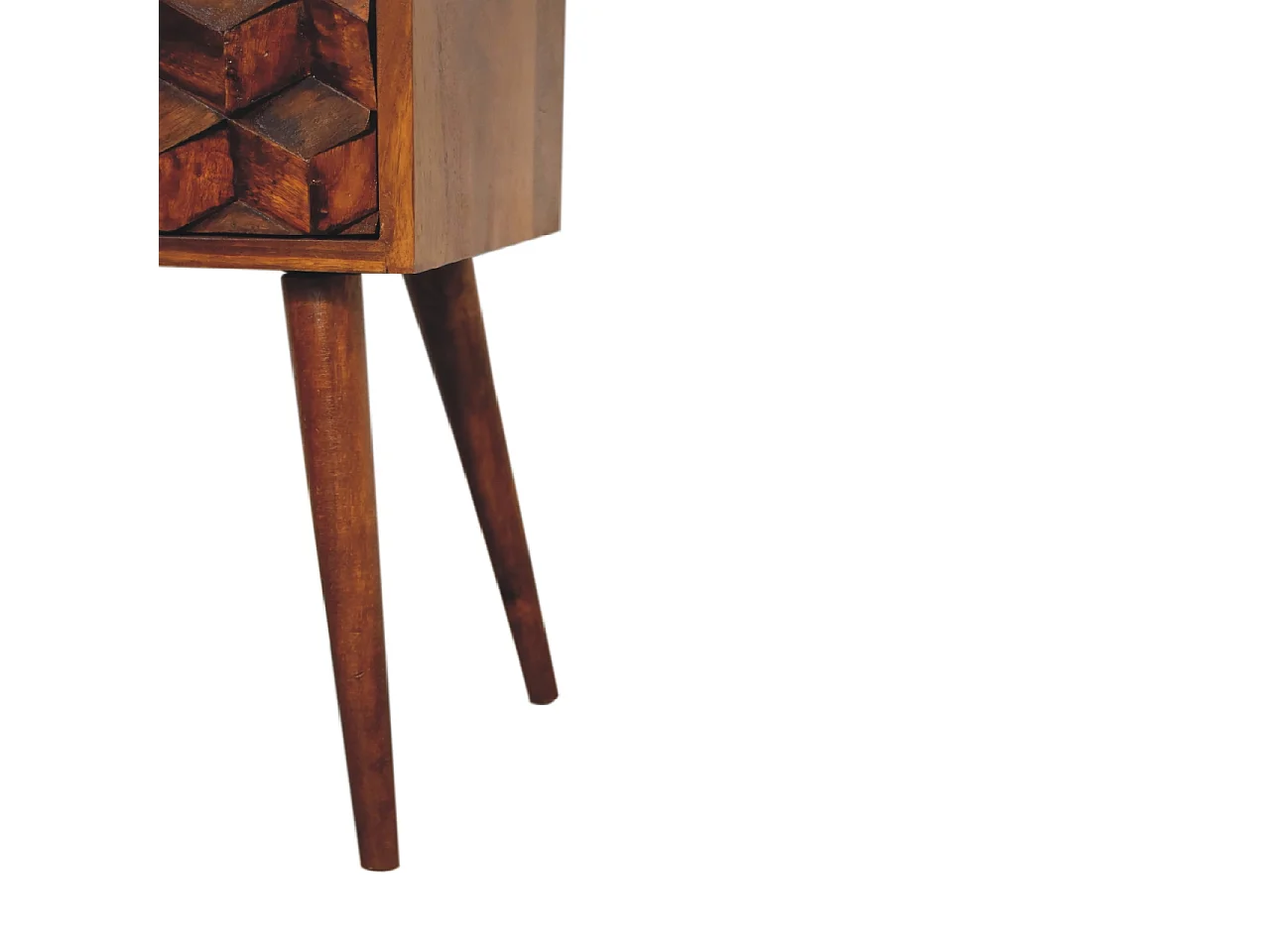Table de chevet Mini Cube en châtaignier Artisan Furniture, 2 tiroirs, marron