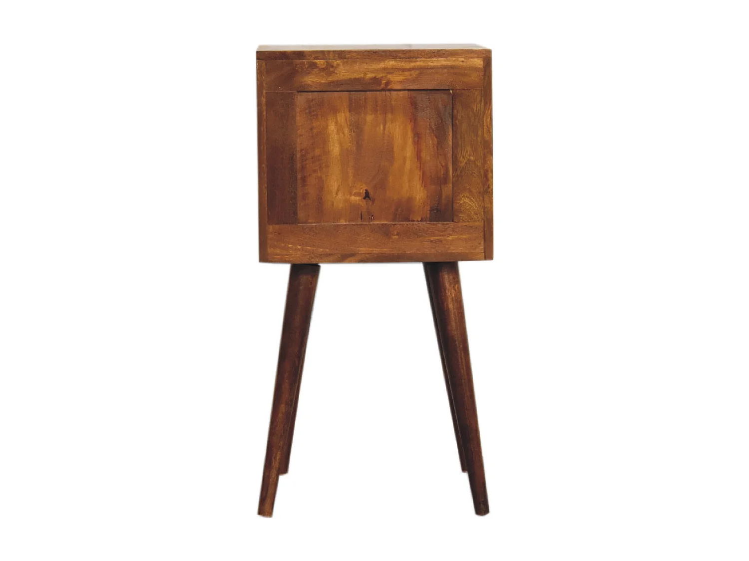 Table de chevet Mini Cube en châtaignier Artisan Furniture, 2 tiroirs, marron