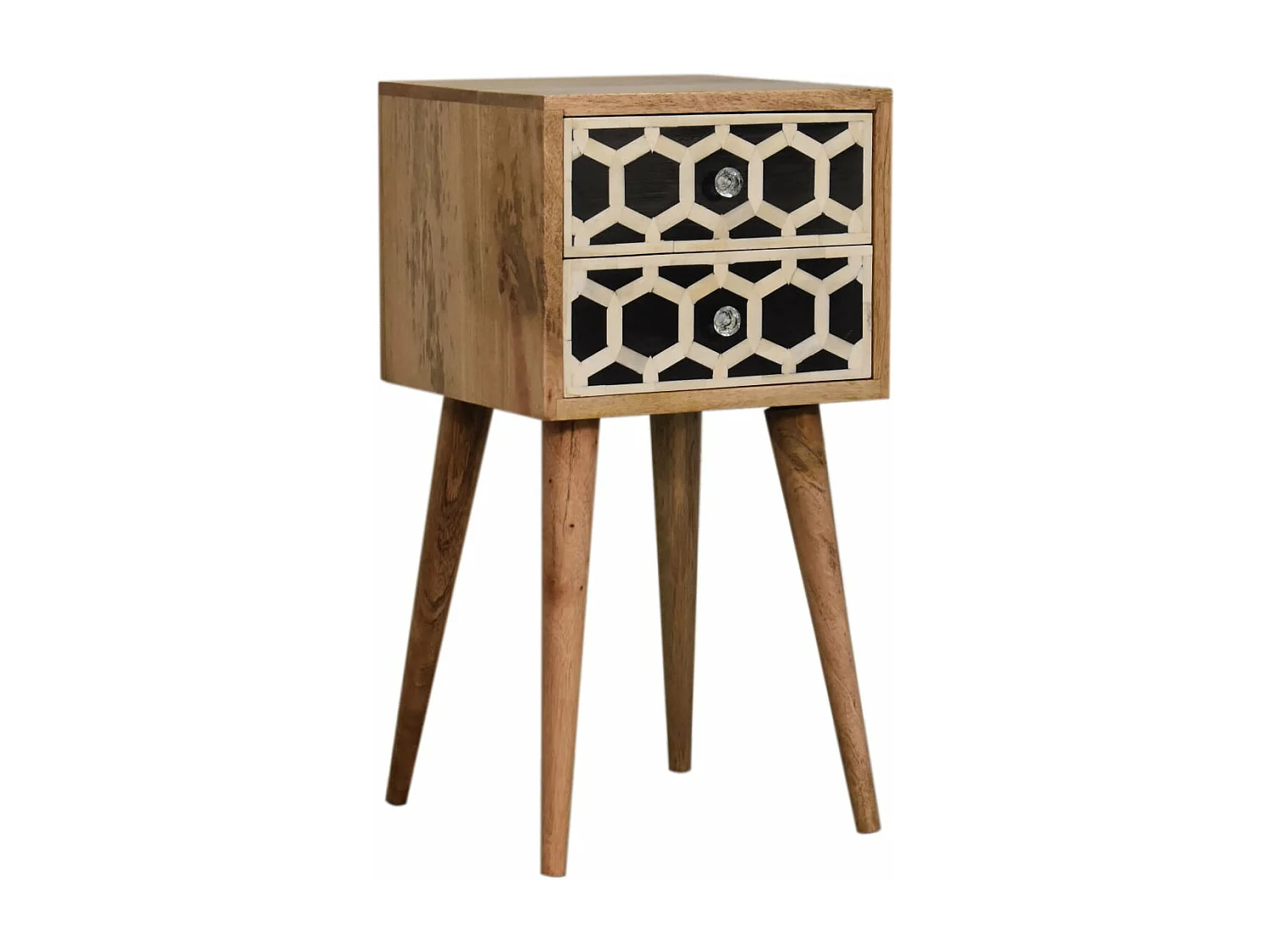 Artisan Furniture Mini Criado-Mudo com Marchetaria de Osso e 2 Gavetas, Quarto