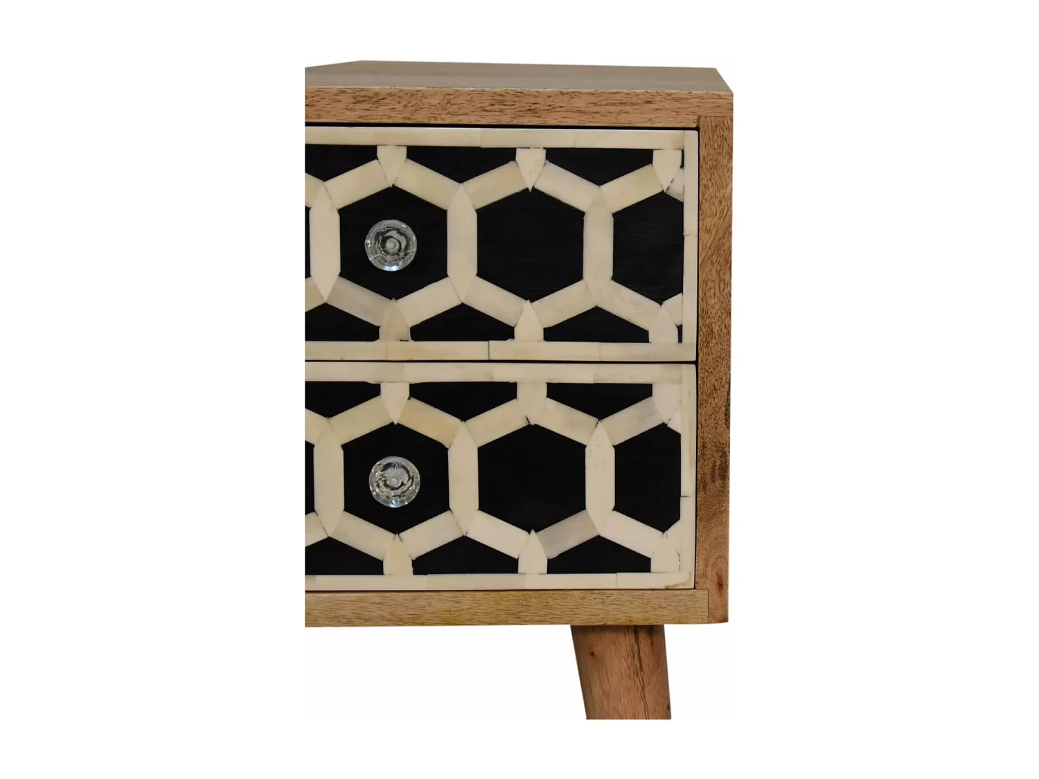 Artisan Furniture Mini Criado-Mudo com Marchetaria de Osso e 2 Gavetas, Quarto