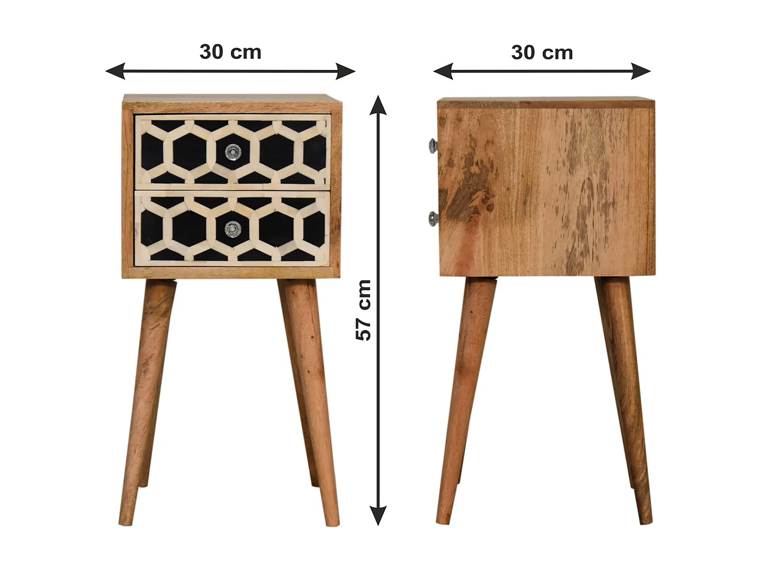 Artisan Furniture Mini Criado-Mudo com Marchetaria de Osso e 2 Gavetas, Quarto