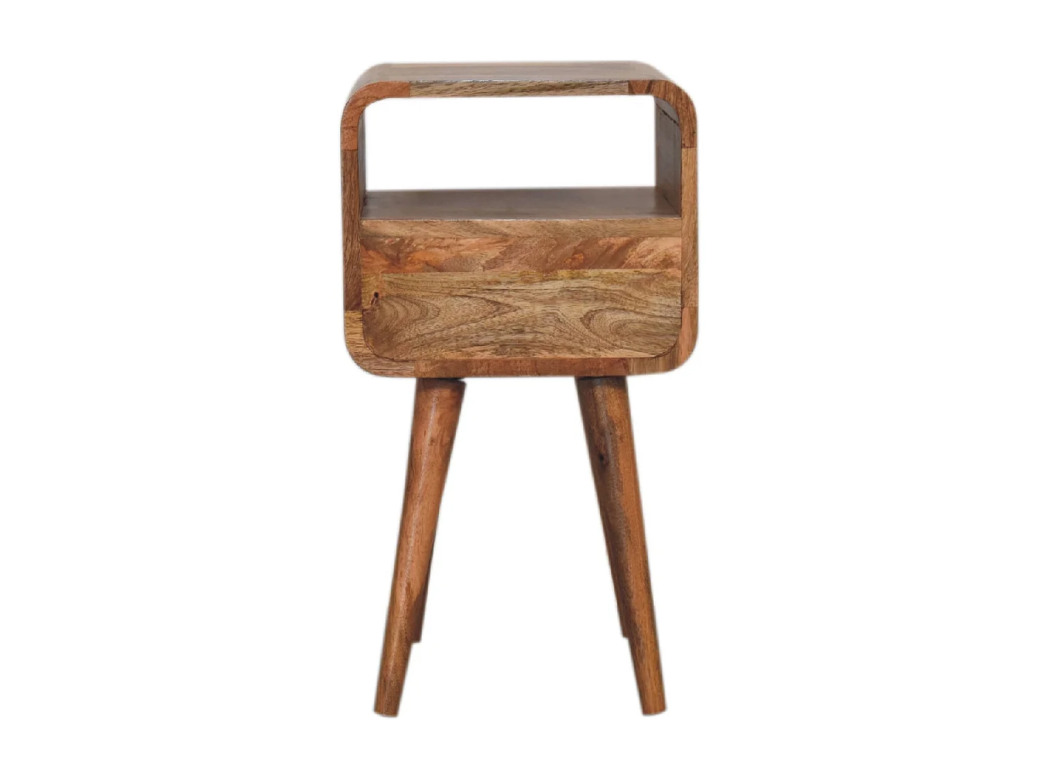 Artisan Furniture Mini Comò Curvo in Legno Massello di Quercia con Design Aperto, Comodino