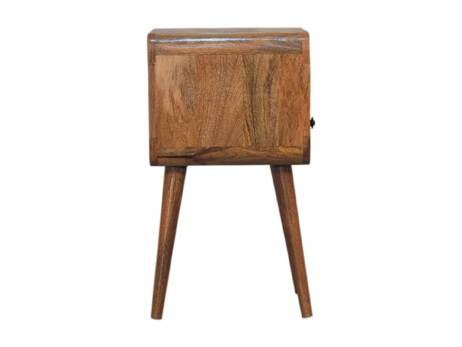 Artisan Furniture Massief Houten Mini Eiken-achtige Gebogen Bedtafel met Open Ontwerp, Slaapkamer Nachtkastje