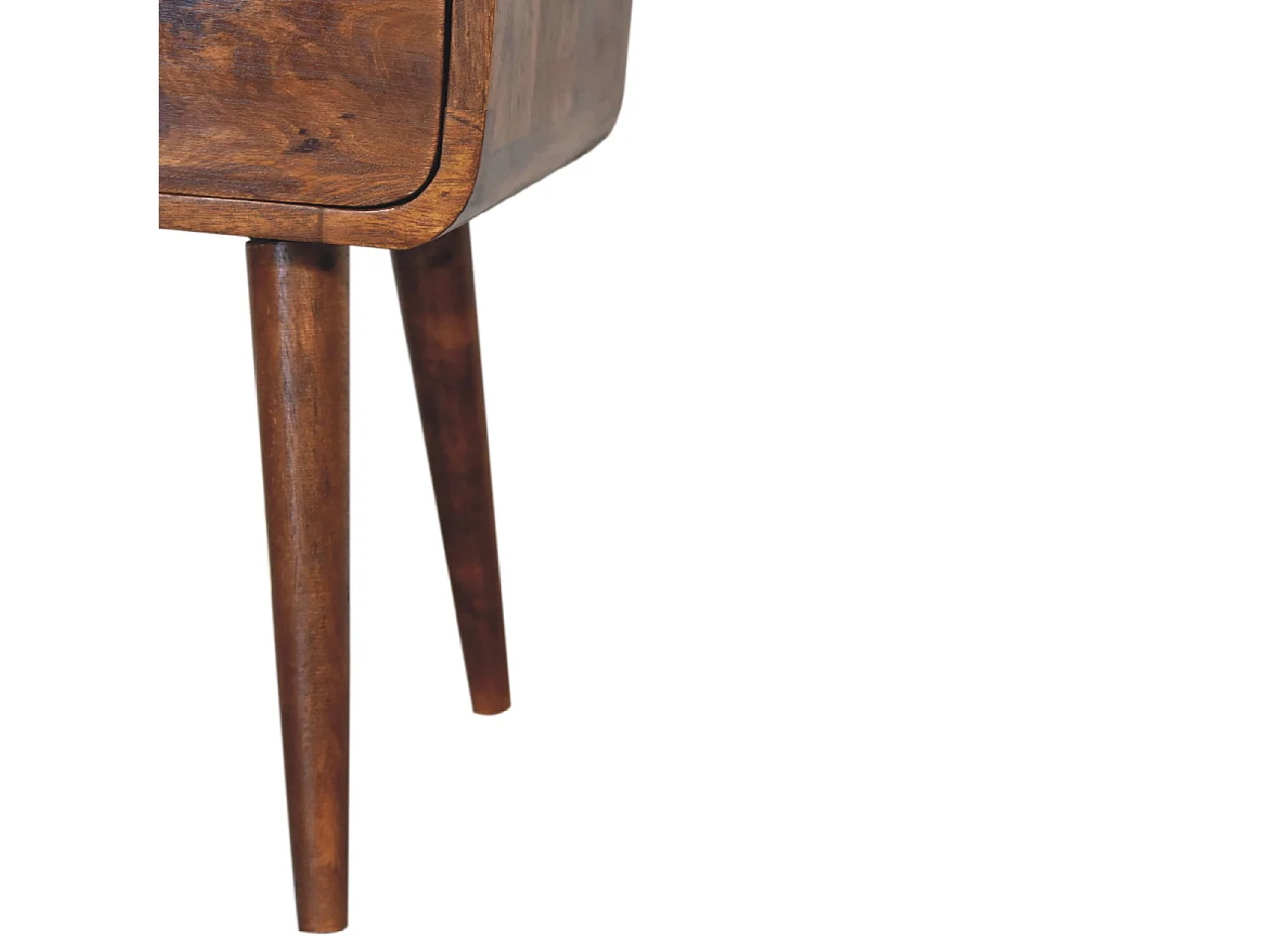 Table de chevet ouverte Mini en châtaignier courbé.