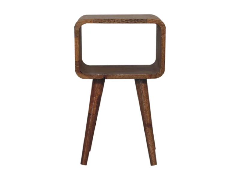 Artisan Furniture Comodino Curvo Mini in Legno Massello di Castagno, Notte della Camera da Letto