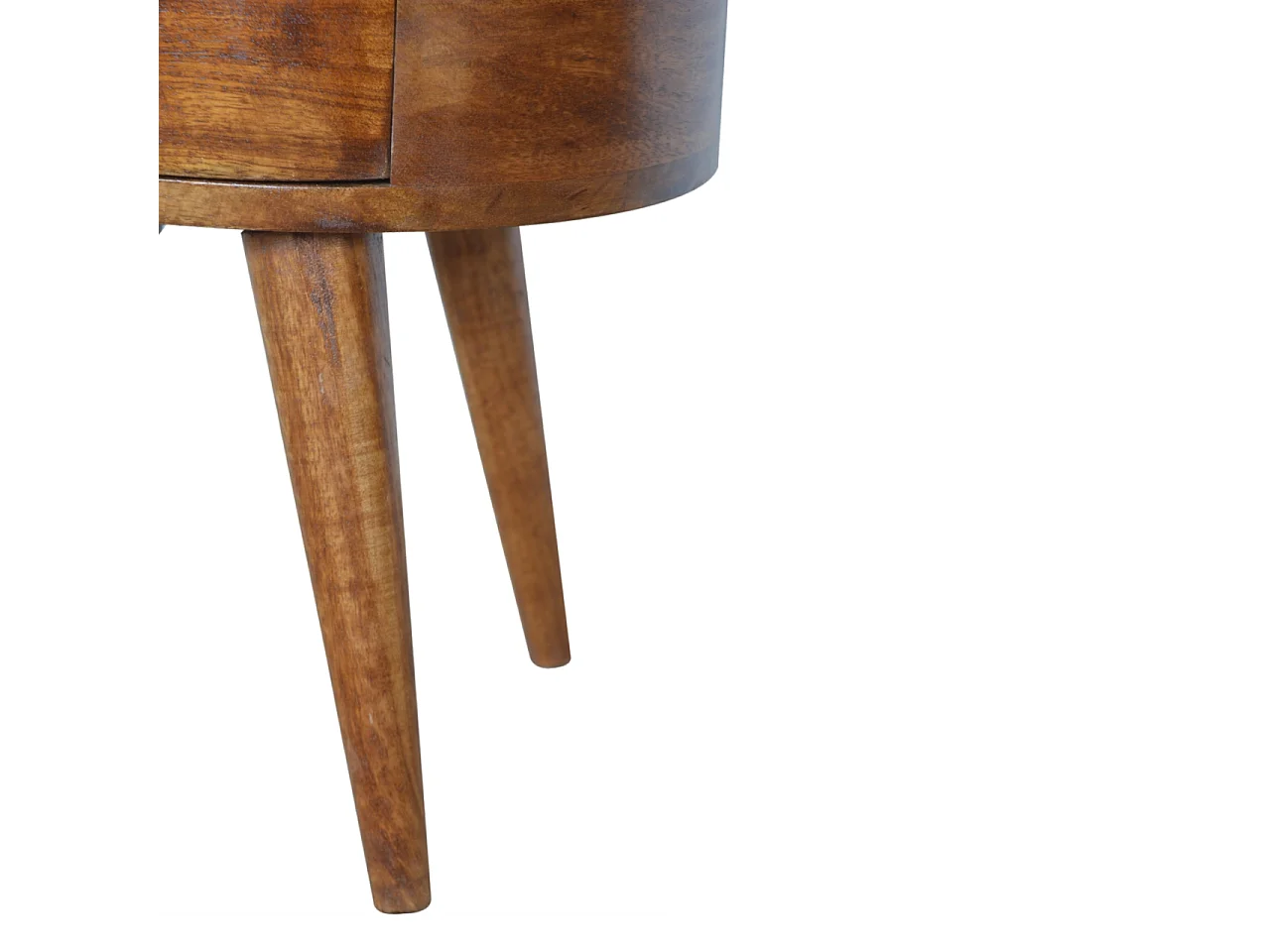 Artisan Furniture Mueble de madera maciza de mesita de noche redonda en tono roble, mesita de noche para dormitorio