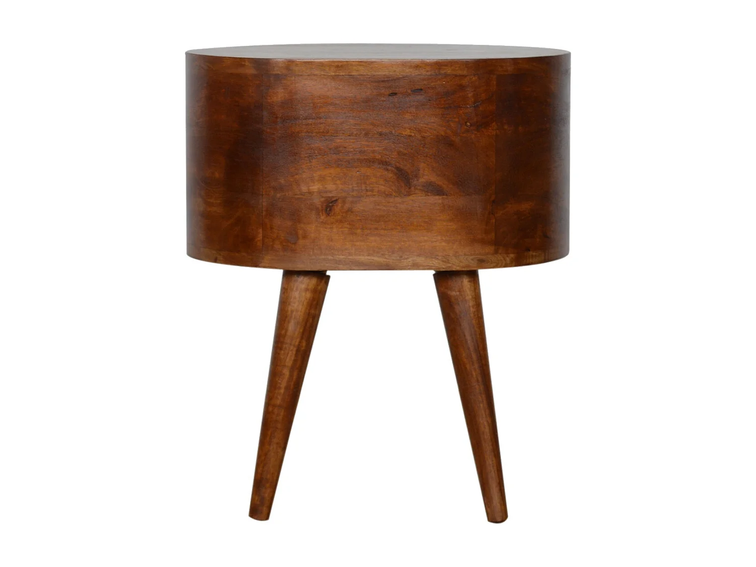 Artisan Furniture Mueble de madera maciza de mesita de noche redonda en tono roble, mesita de noche para dormitorio