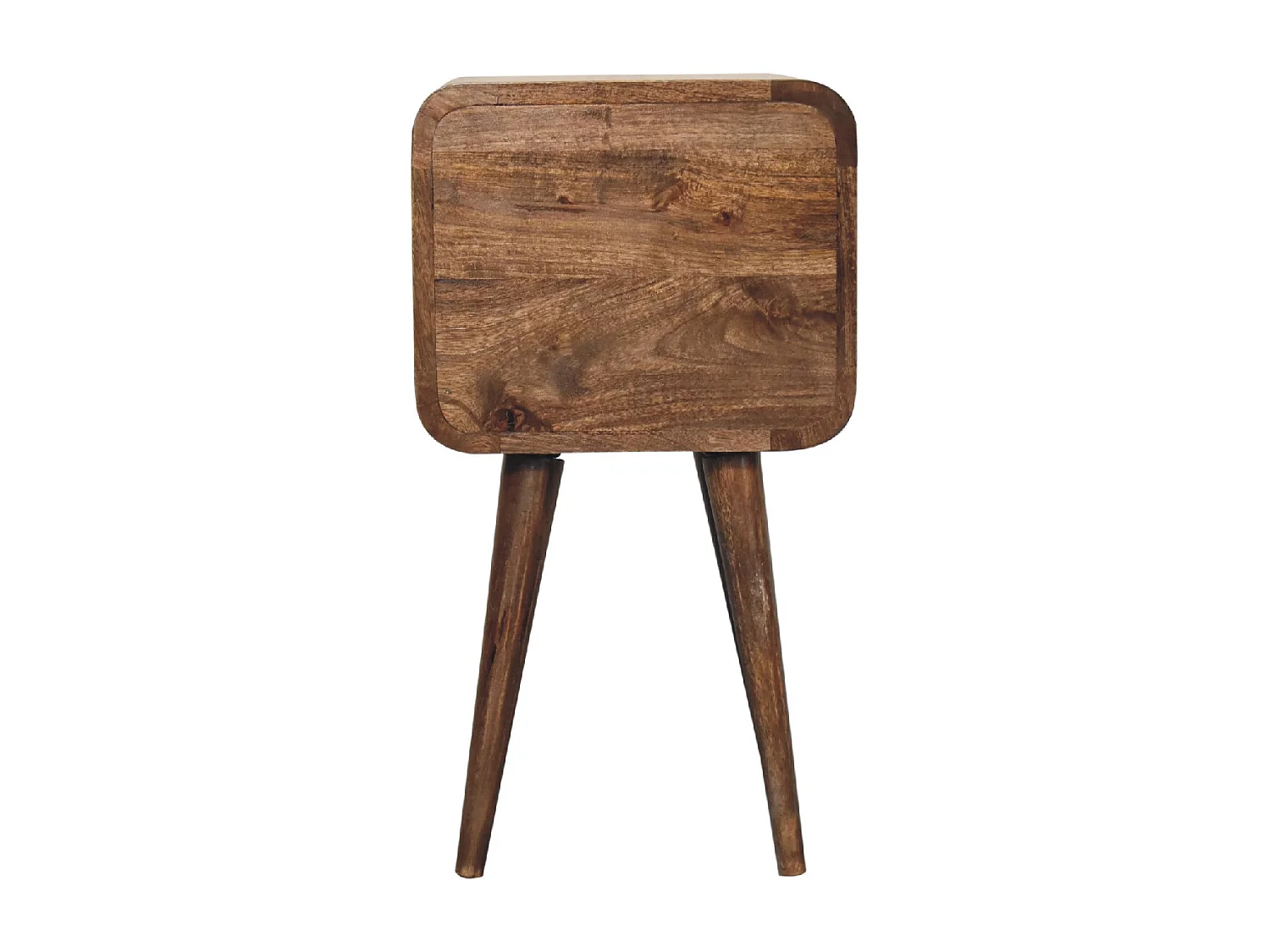 Artisan Furniture Massief Houten Mini Grijs Gewassen Nachtkast met Gebogen Ontwerp, Slaapkamer Nachtkastje