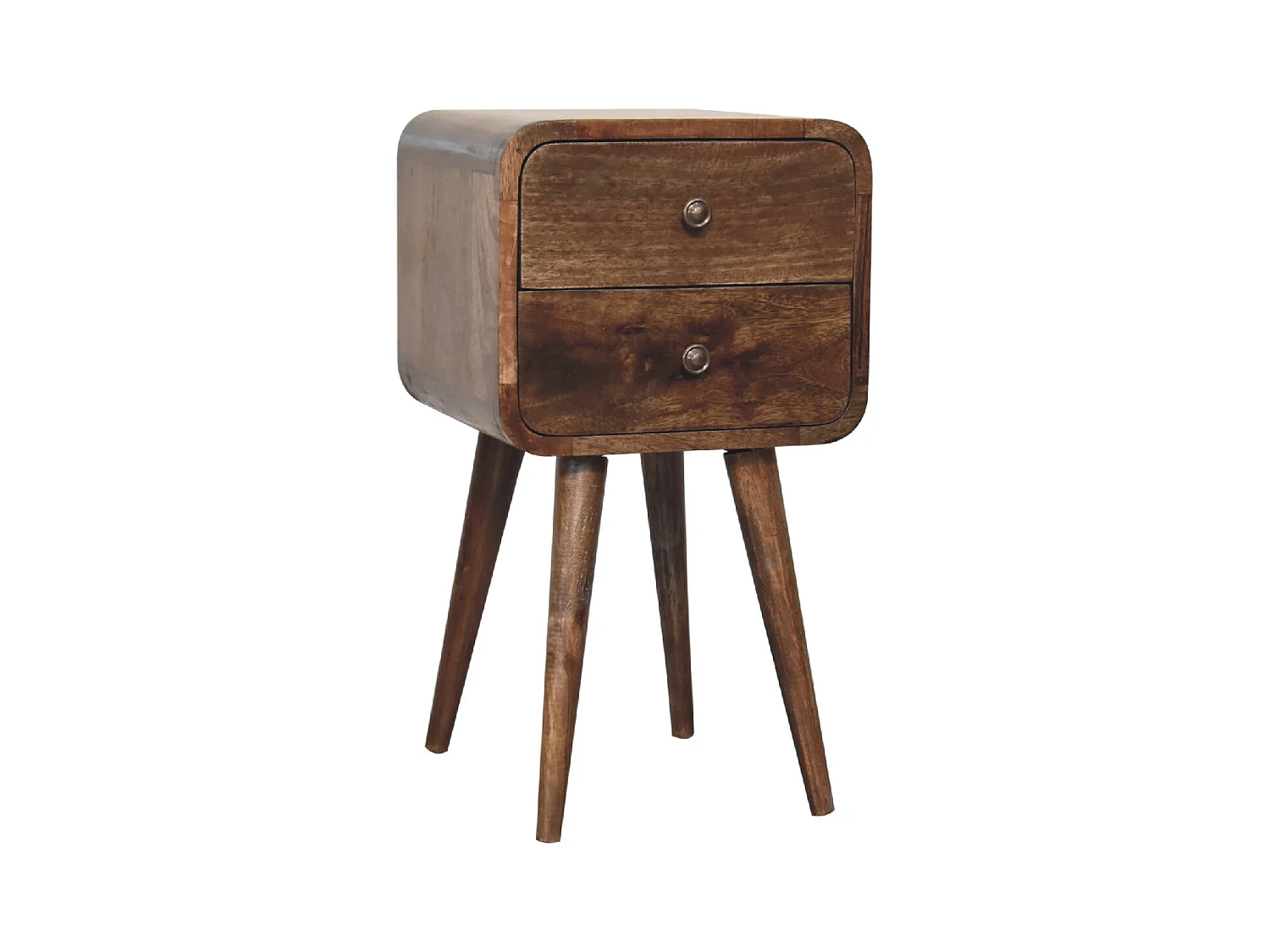 Artisan Furniture Letto Mini in Legno Massello Grigio Lavato con Design Curvo, Comodino da Camera