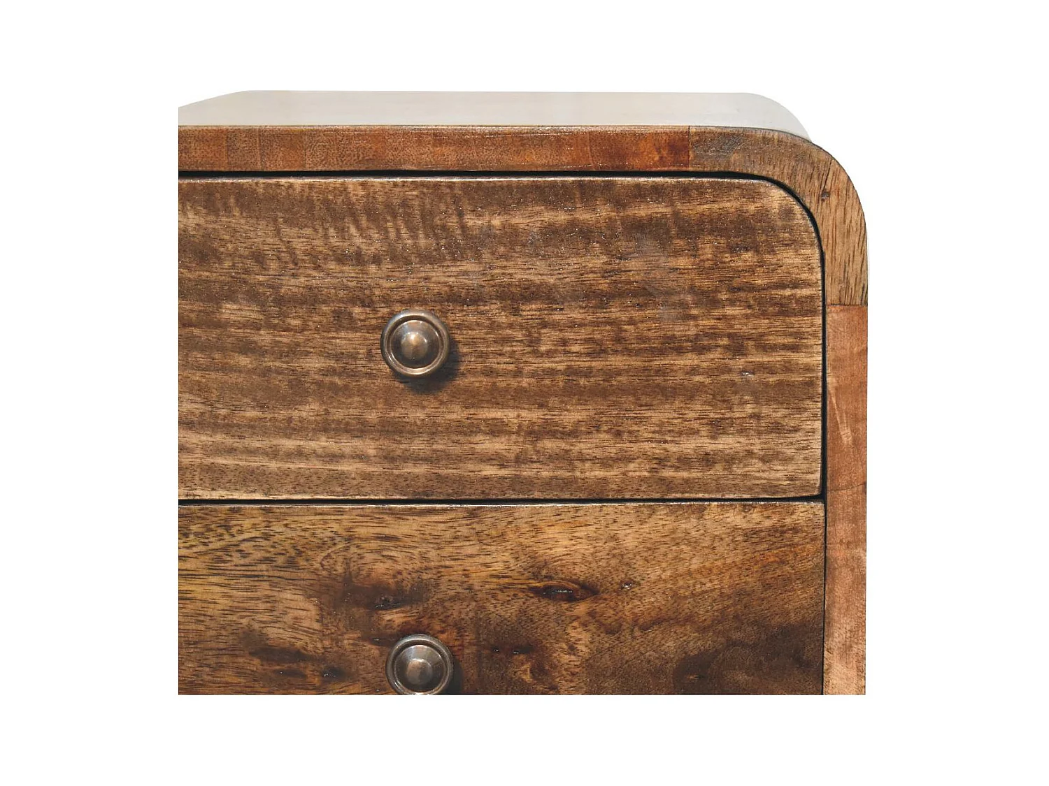 Artisan Furniture Letto Mini in Legno Massello Grigio Lavato con Design Curvo, Comodino da Camera