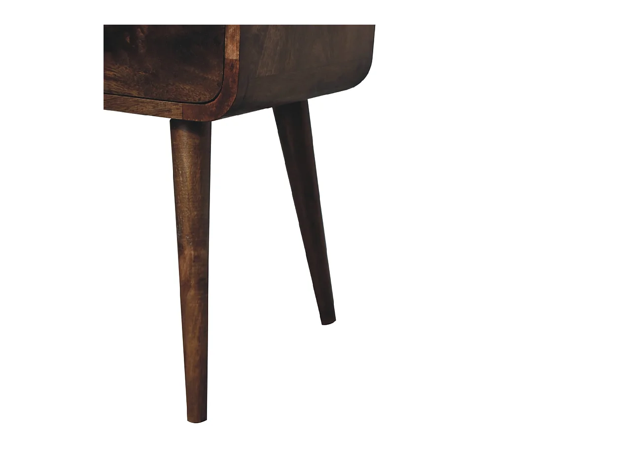 Artisan Furniture Letto Mini in Legno Massello Grigio Lavato con Design Curvo, Comodino da Camera