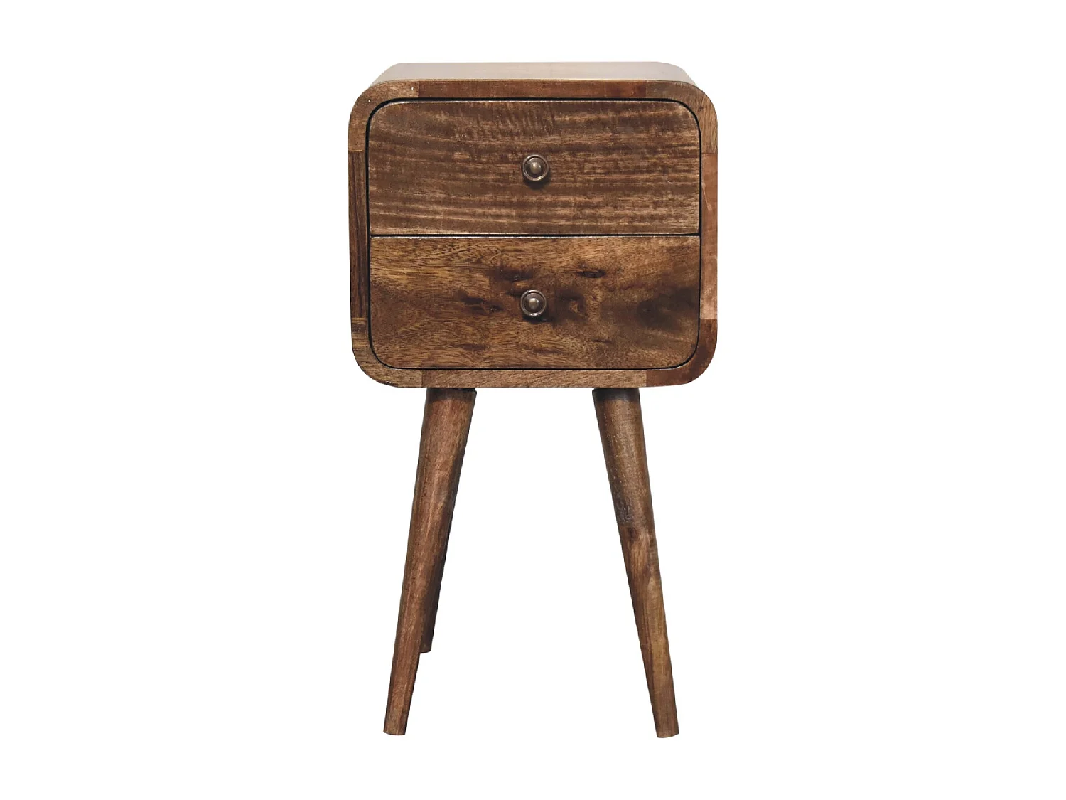 Artisan Furniture Letto Mini in Legno Massello Grigio Lavato con Design Curvo, Comodino da Camera