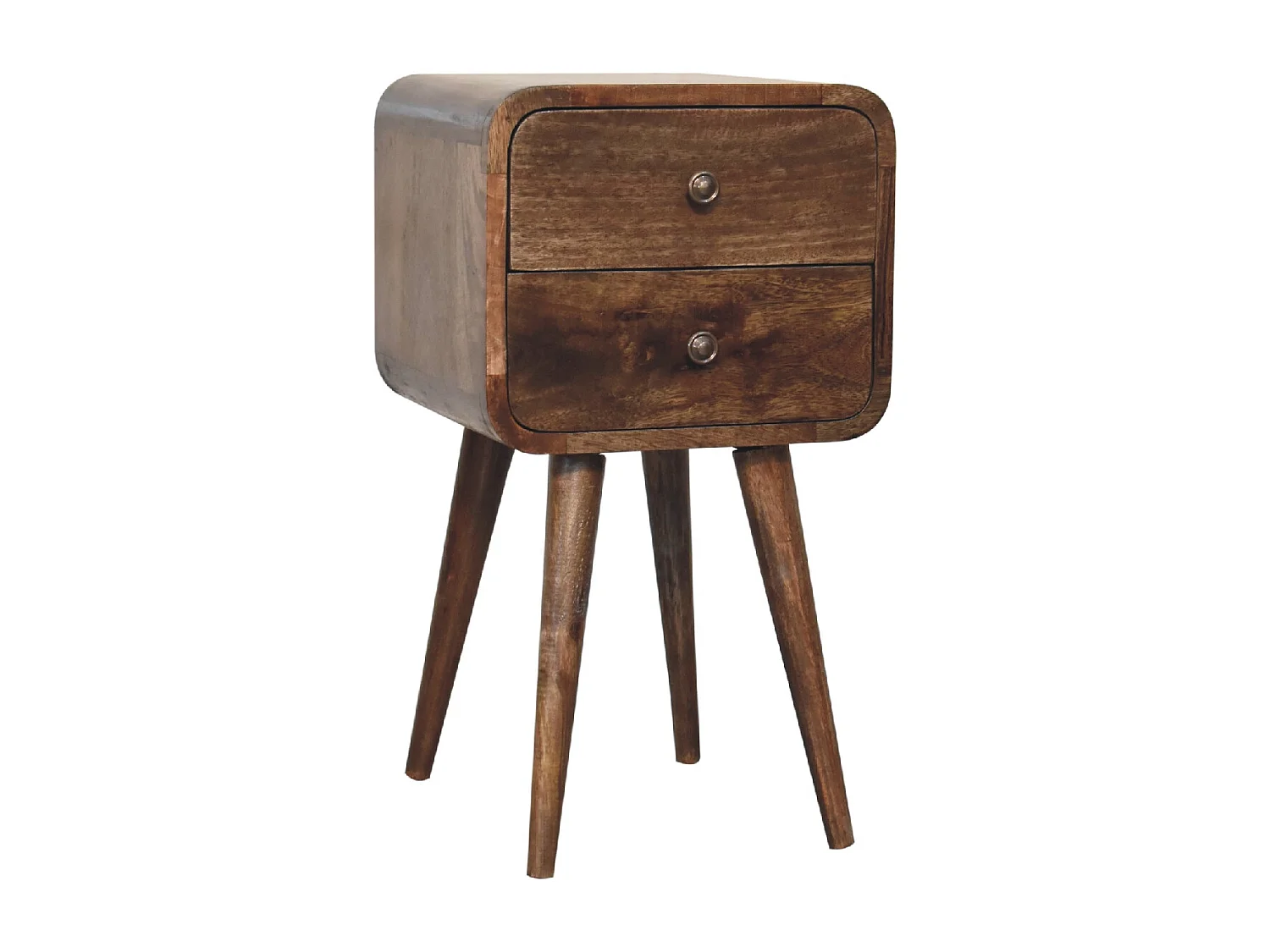 Artisan Furniture Letto Mini in Legno Massello Grigio Lavato con Design Curvo, Comodino da Camera