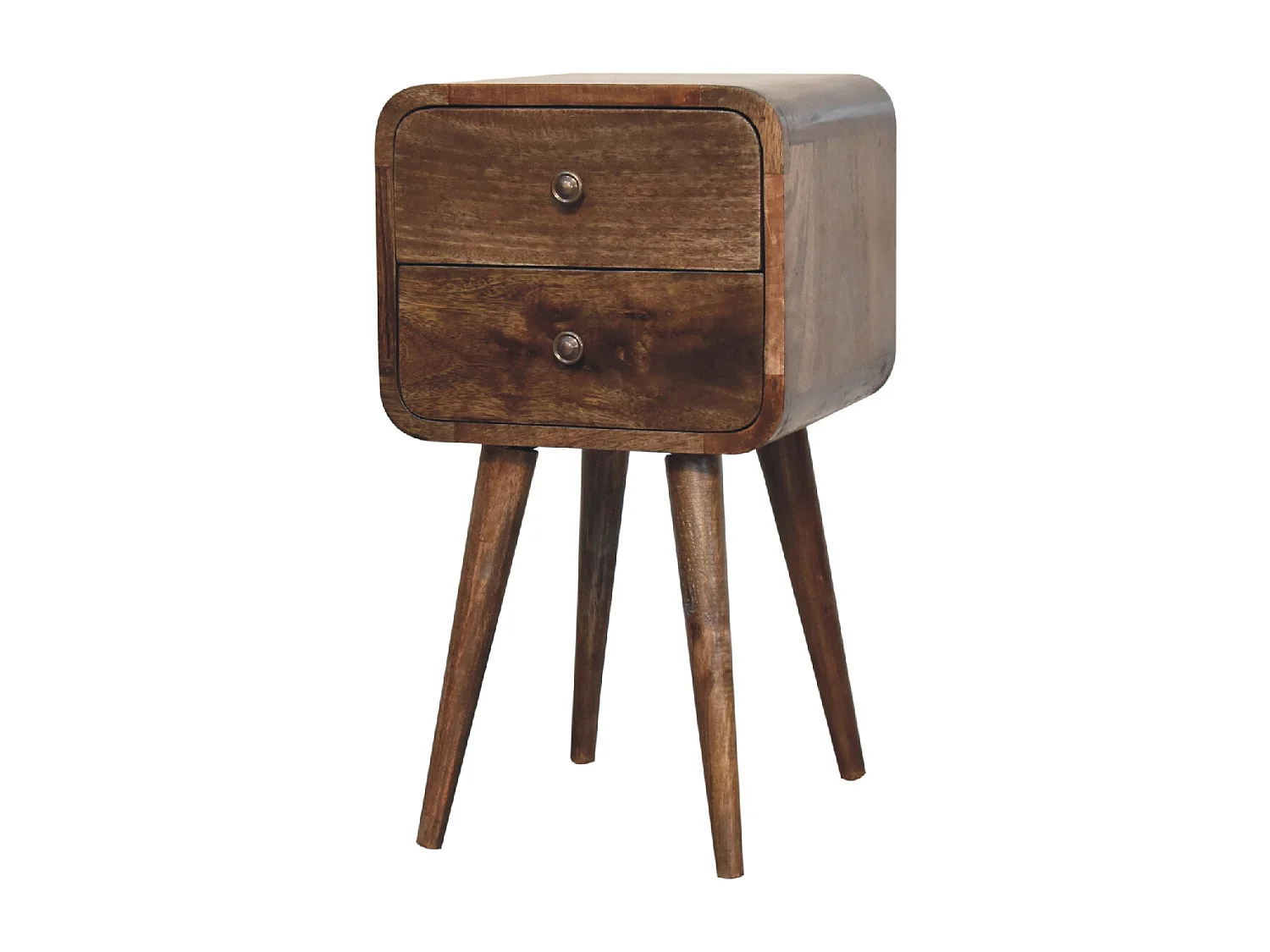 Artisan Furniture Letto Mini in Legno Massello Grigio Lavato con Design Curvo, Comodino da Camera