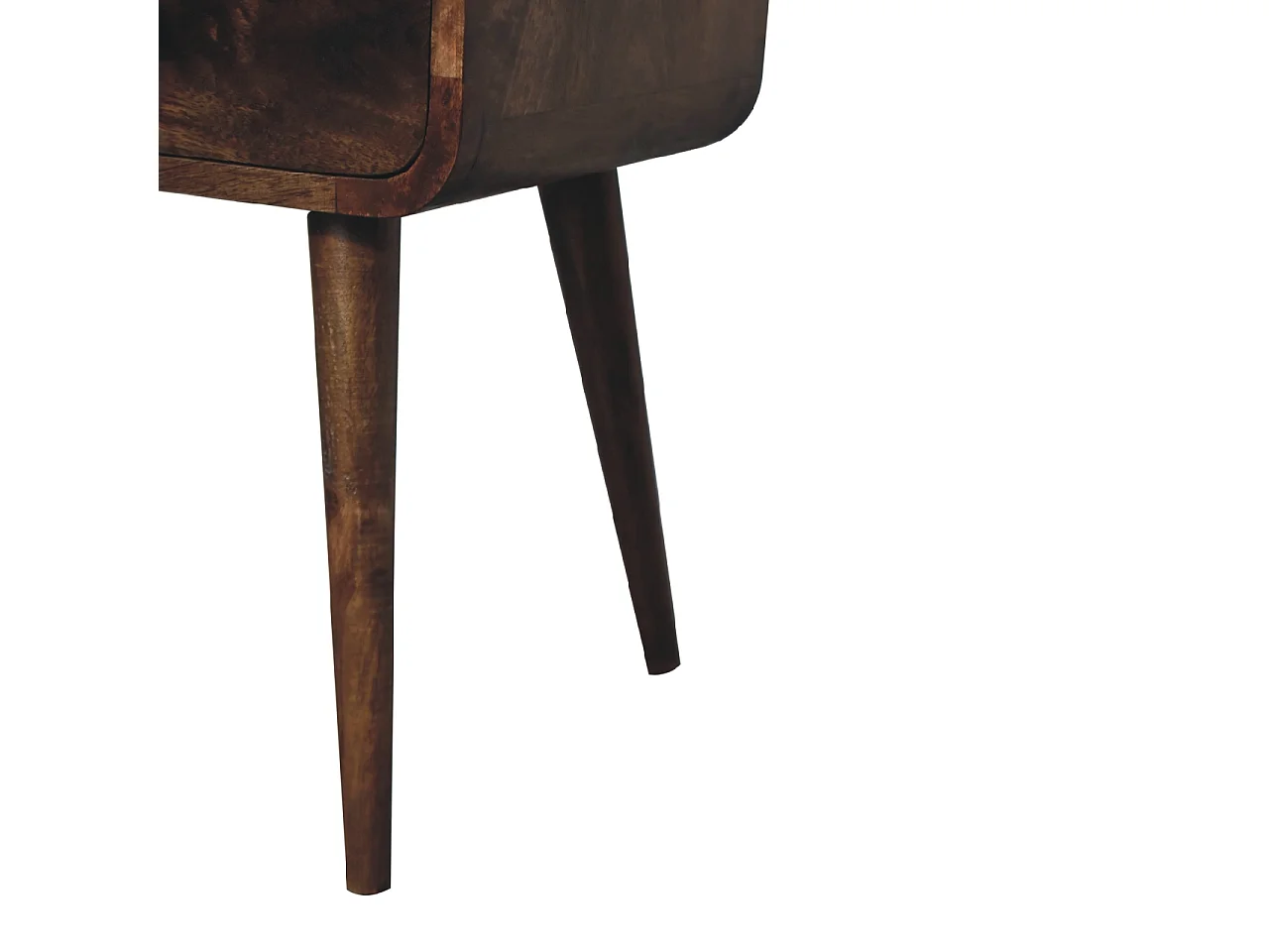 Artisan Furniture Table de Chevet Mini Courbée en Bois Massif Finition Gris Délavé, 2 Tiroirs, Gris