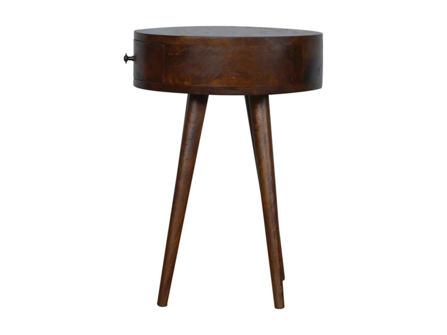 Artisan Furniture Solid Wood Nordic Chestnut Circular Bedside, Brown, 1 Drawer
