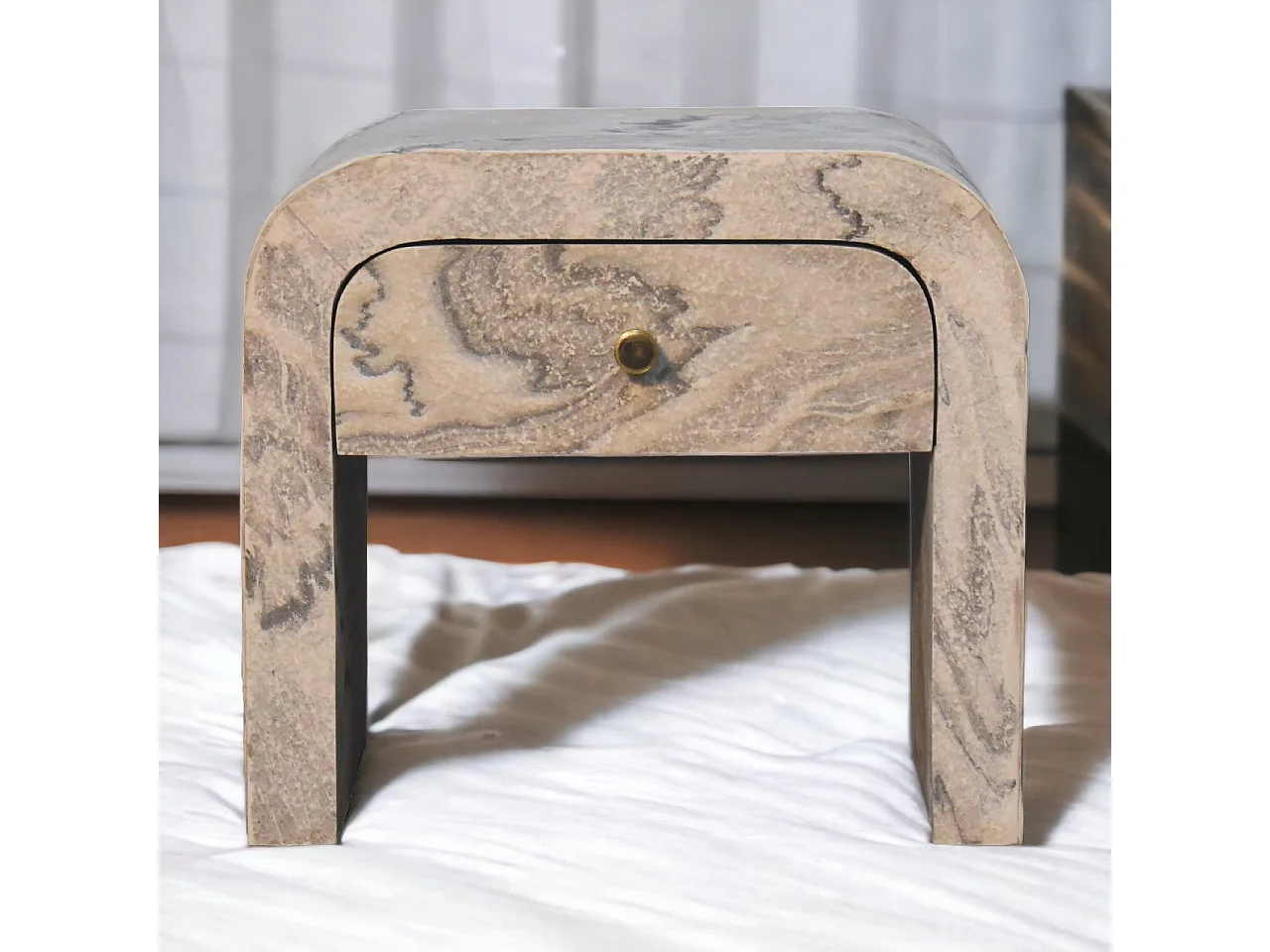 Artisan Furniture Nowoczesna drewniana szafka nocna z 1 szufladą, sypialnia