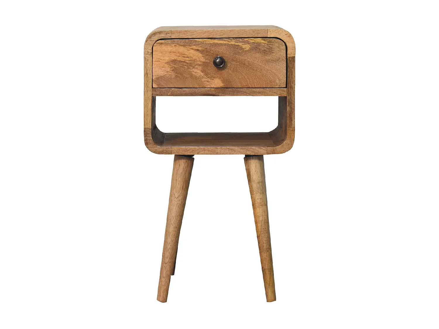 Artisan Furniture Massief Houten Mini Eiken-achtige Curve Lage Nachtkast, Slaapkamer Nachtkastje