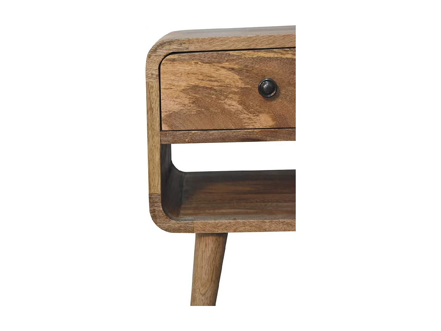 Artisan Furniture Massief Houten Mini Eiken-achtige Curve Lage Nachtkast, Slaapkamer Nachtkastje