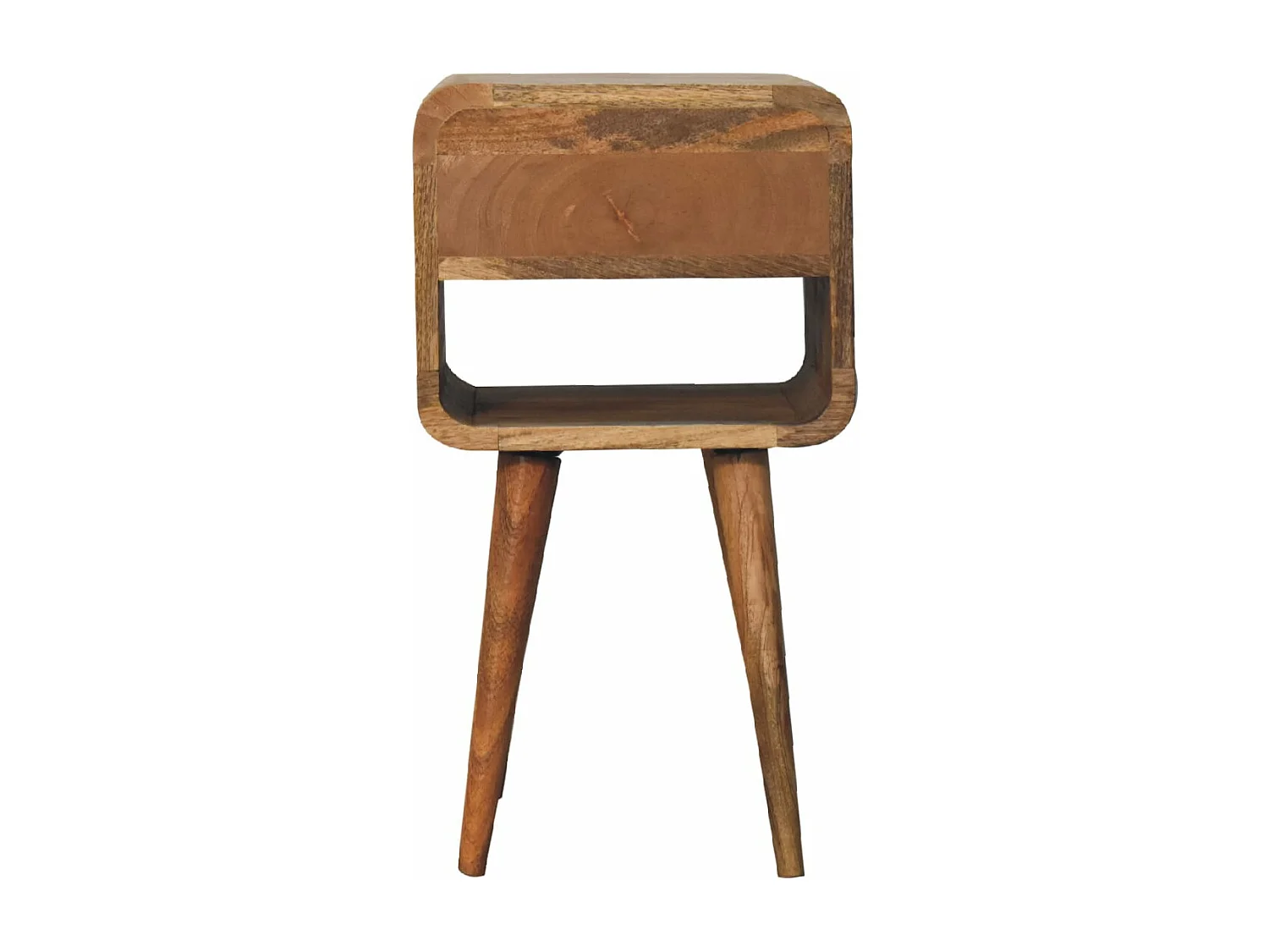 Artisan Furniture Massief Houten Mini Eiken-achtige Curve Lage Nachtkast, Slaapkamer Nachtkastje