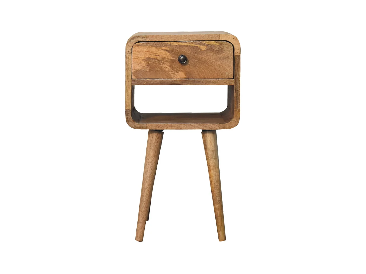 Artisan Furniture Mini Mesita de Noche Curvada de Madera Sólida Color Roble, Dormitorio