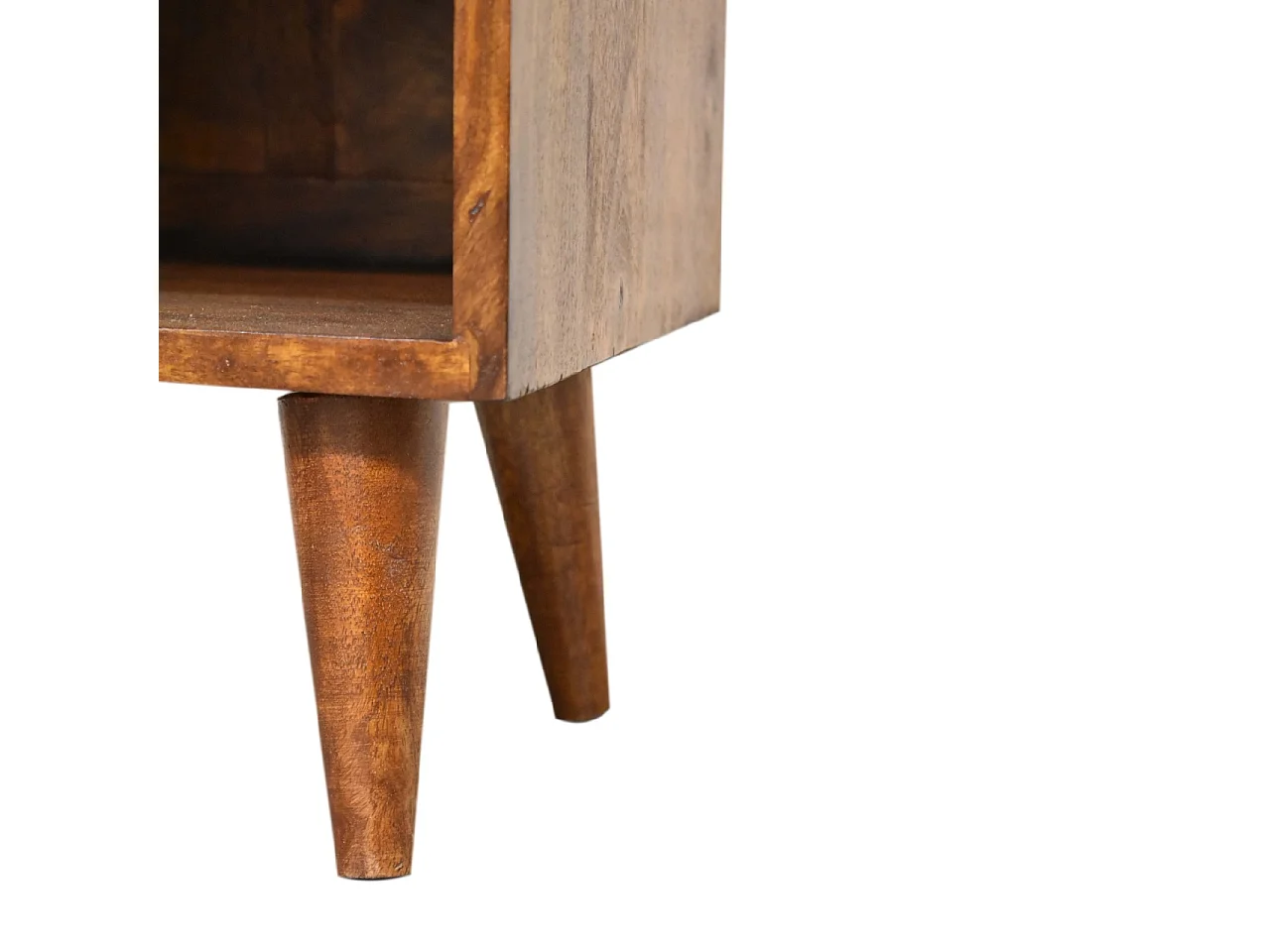 Artisan Furniture Massief Houten Mini Kastanje Bedtafel met 1 Lade, Slaapkamer Nachtkastje, Manila Gouden Accent