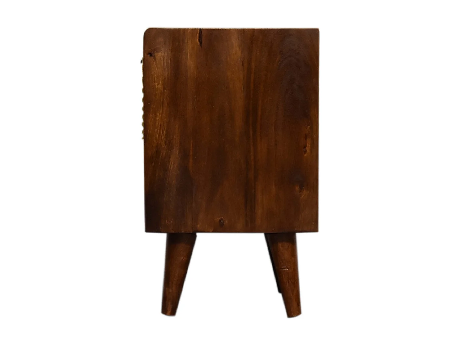 Artisan Furniture Massief Houten Mini Kastanje Bedtafel met 1 Lade, Slaapkamer Nachtkastje, Manila Gouden Accent
