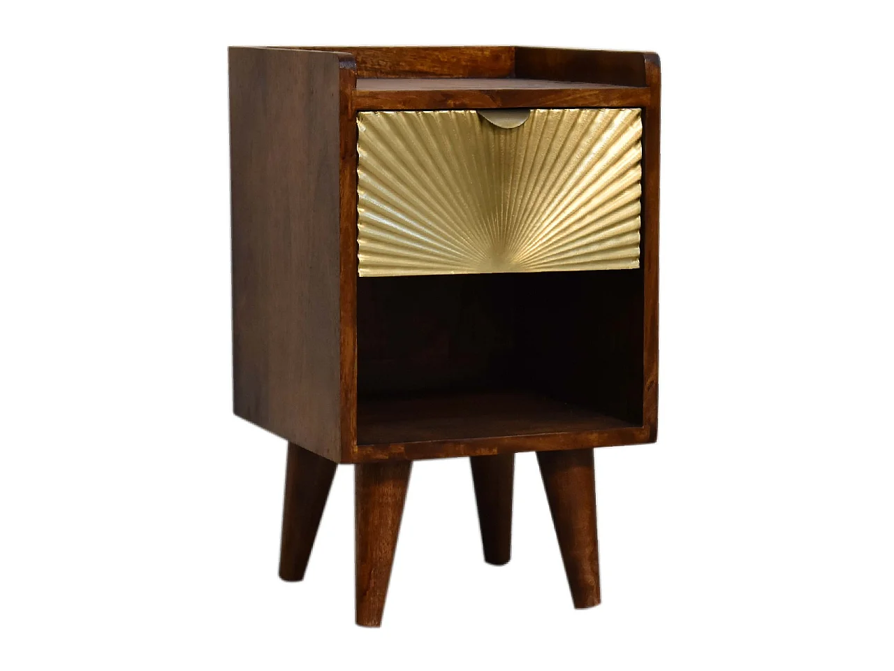 Artisan Furniture Mini Manila Gold Nachttisch aus Massivholz, 1 Schublade, braun