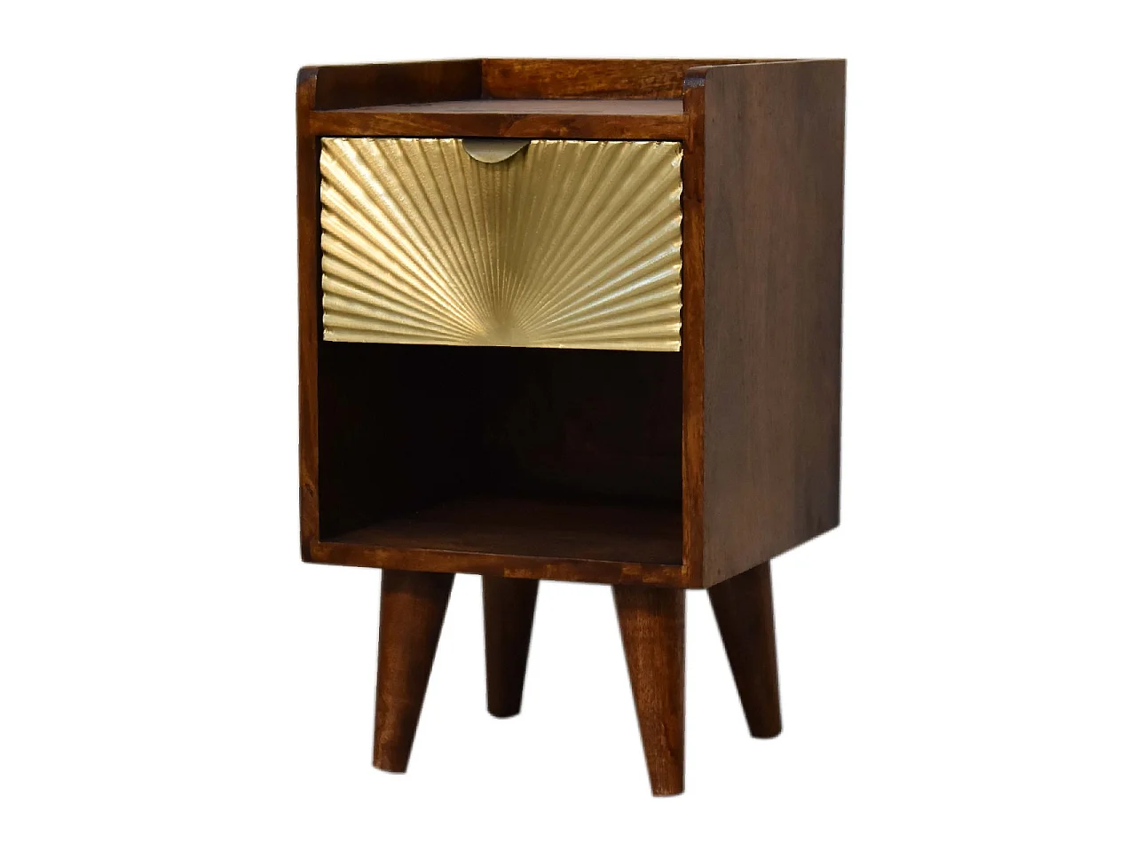 Artisan Furniture Mini Manila Gold Nachttisch aus Massivholz, 1 Schublade, braun