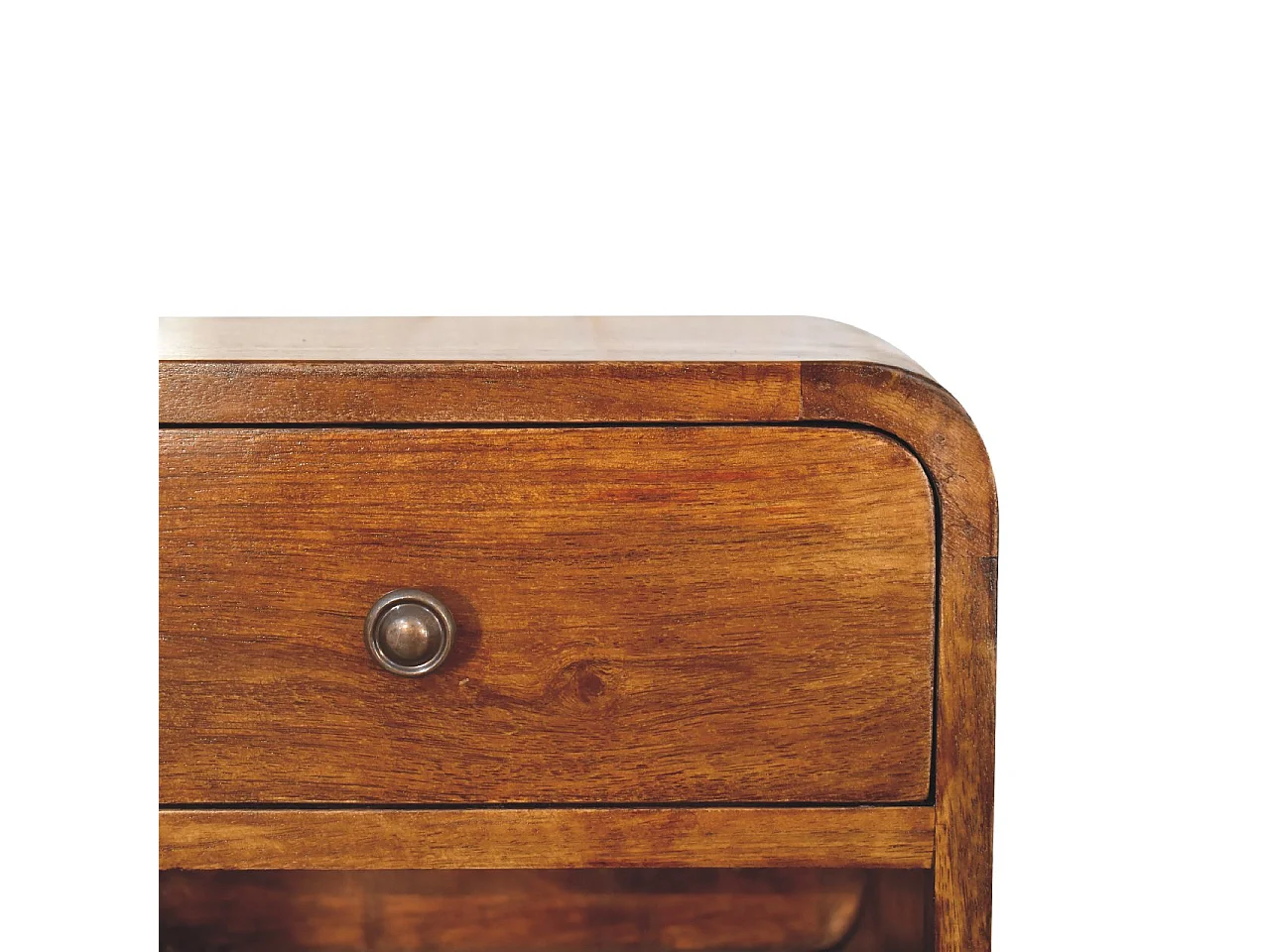 Artisan Furniture Massief Houten Mini Kastanje Zwevende Nachtkast met Gebogen Ontwerp, Slaapkamer Nachtkastje